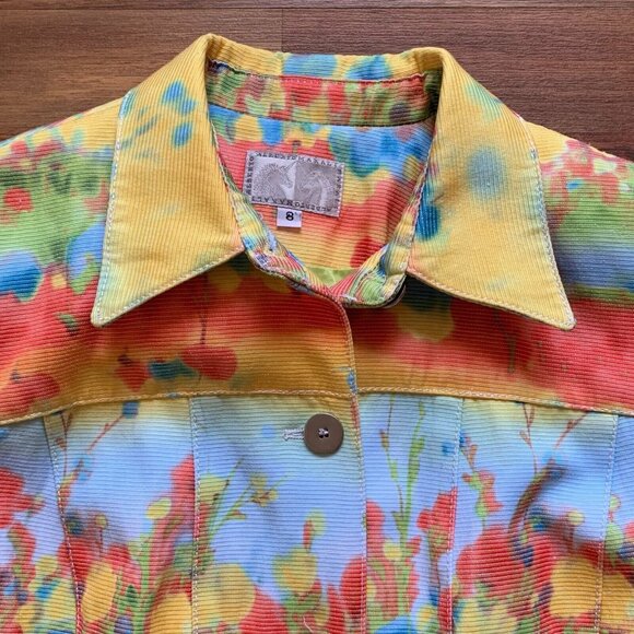 Vtg Albert Makali Jacket Short Colorful Lined Long Sleeve Button Shirt USA 8 - Picture 4 of 12